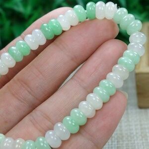 Certified Green+Icy White 100% Natural A Jadeite jade Beads Bracelet 手链